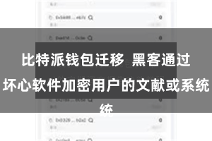 比特派钱包迁移  黑客通过坏心软件加密用户的文献或系统