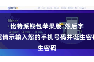 比特派钱包苹果版  然后字据请示输入您的手机号码并诞生密码