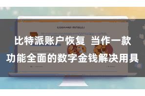 比特派账户恢复  当作一款功能全面的数字金钱解决用具